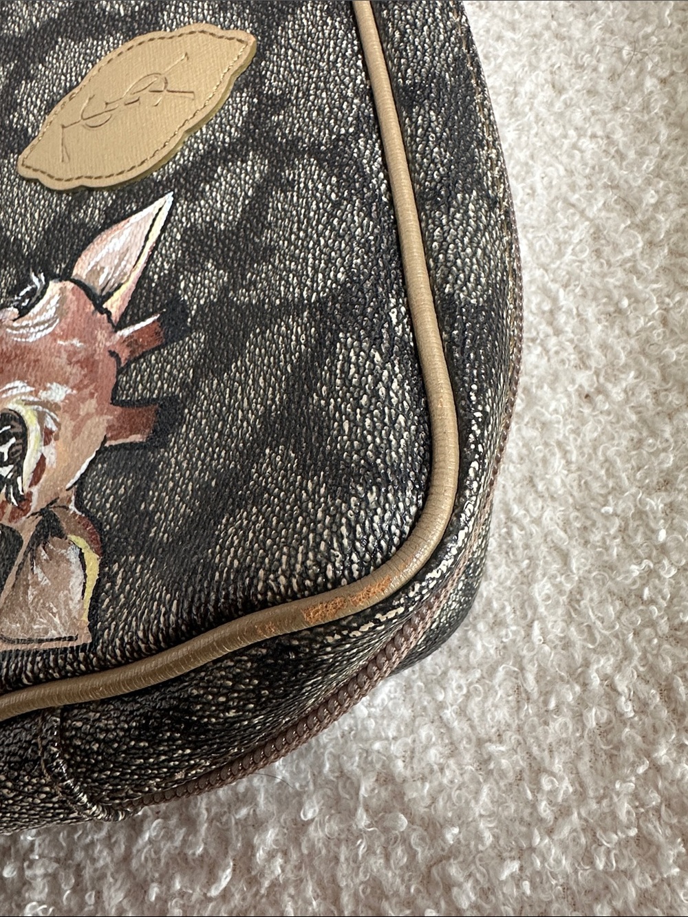 Yves Saint Laurent Hand-Painted Vintage Giraffe Print Clutch Pouch Toiletry Bagπ¦ - Picture 14 of 16